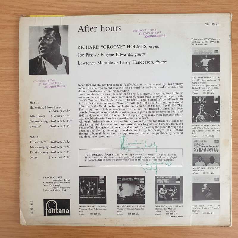 Richard Holmes  After Hours- Vinyl LP Record  - Good Quality (G) (goood)