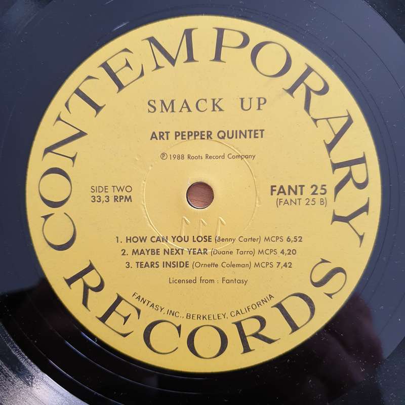 Art Pepper Quintet  Smack Up - Vinyl LP Record - Very-Good+ Quality (VG+) (verygoodplus)