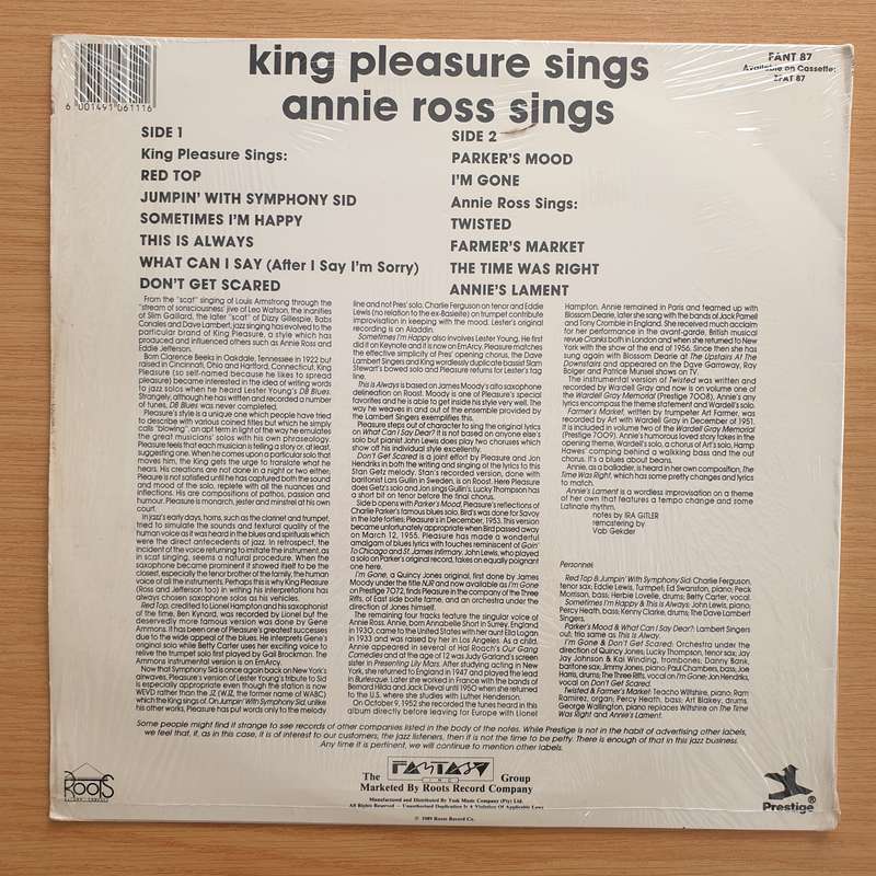 King Pleasure / Annie Ross  King Pleasure Sings / Annie Ross Sings - Vinyl LP Record - Very-Go...