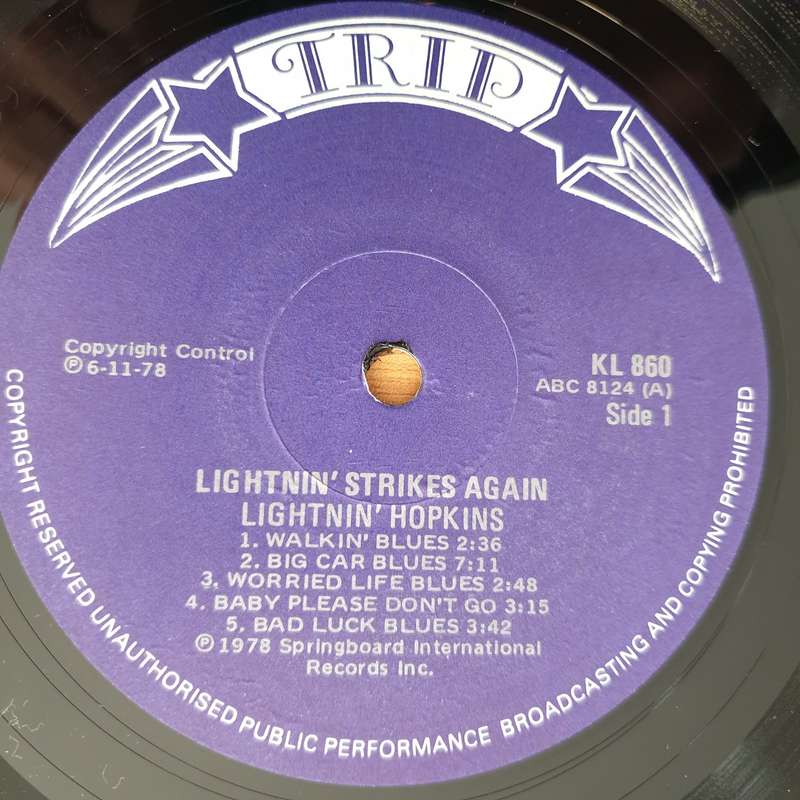Lightnin' Hopkins  Lightning Strikes Again - Vinyl LP Record - Very-Good+ Quality (VG+) (veryg...