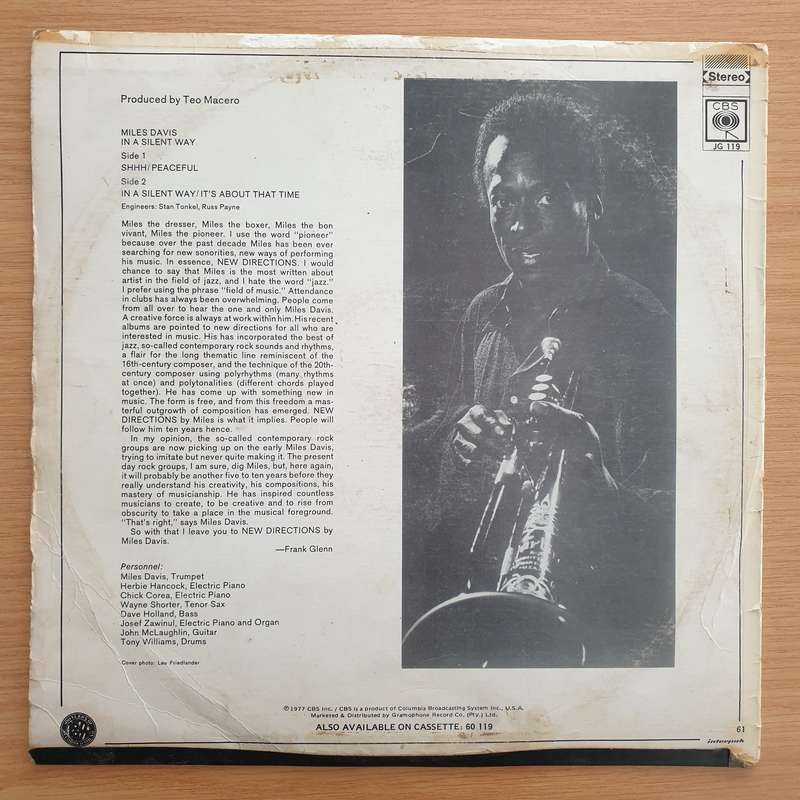 Miles Davis  In A Silent Way - Vinyl LP Record - Very-Good- Quality (VG-) (minus)