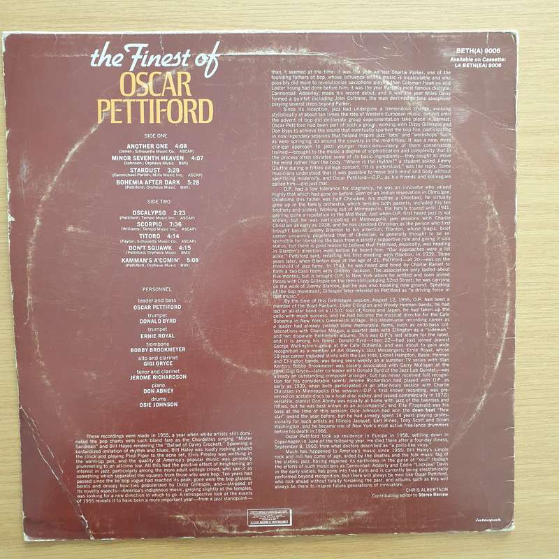 Oscar Pettiford  The Finest Of Oscar Pettiford  - Vinyl LP Record - Very-Good- Quality (VG-) (...