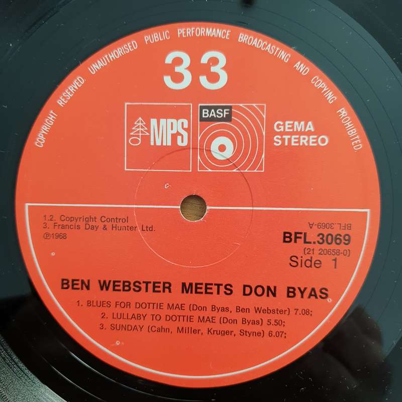 Ben Webster Meets Don Byas  Ben Webster Meets Don Byas- Vinyl LP Record - Very-Good+ Quality (...