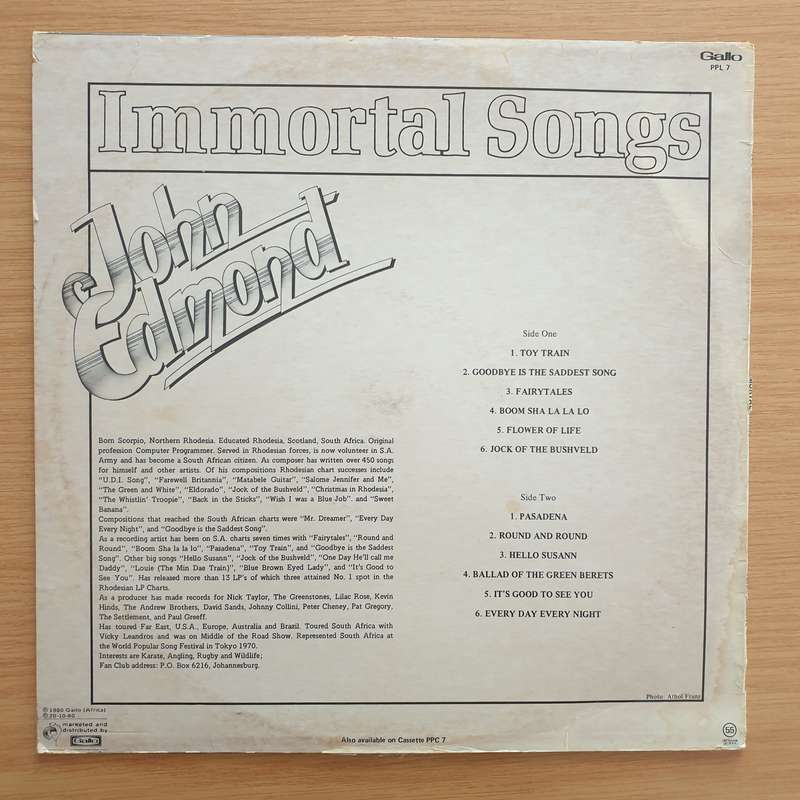John Edmond - Immortal Songs   Vinyl LP Record - Very-Good+ Quality (VG+)