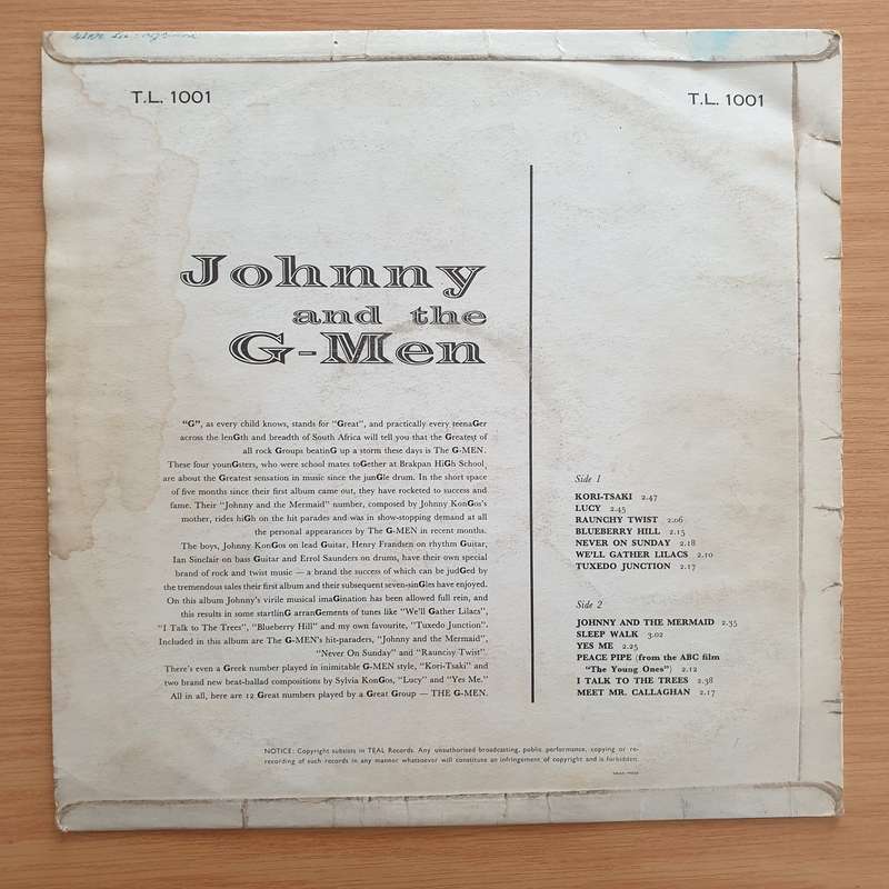 Johnny And The G-Men  Johnny And The G-Men - Vinyl LP Record - Very-Good Quality (VG)  (verry)