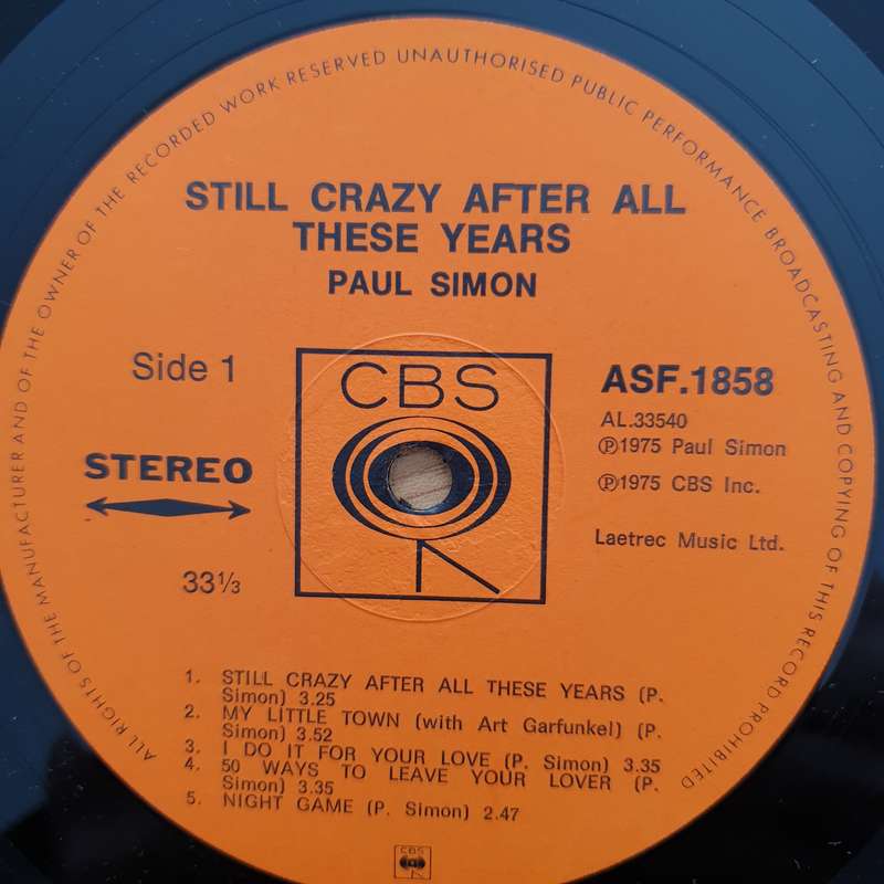Paul Simon - Still Crazy After All These Years (SA) (with original lyrics inner) - Vinyl LP Recor...