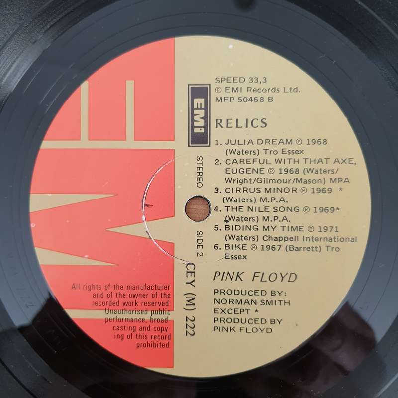 Pink Floyd  Relics - Vinyl LP Record - Very-Good+ Quality (VG+) (verygoodplus)