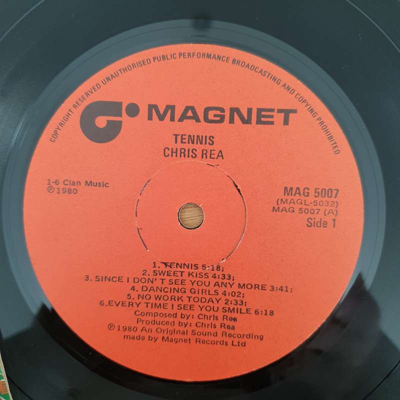 Chris Rea  Tennis (with Lyrics Inner) - Vinyl LP Record - Very-Good+ Quality (VG+) (verygoodpl...