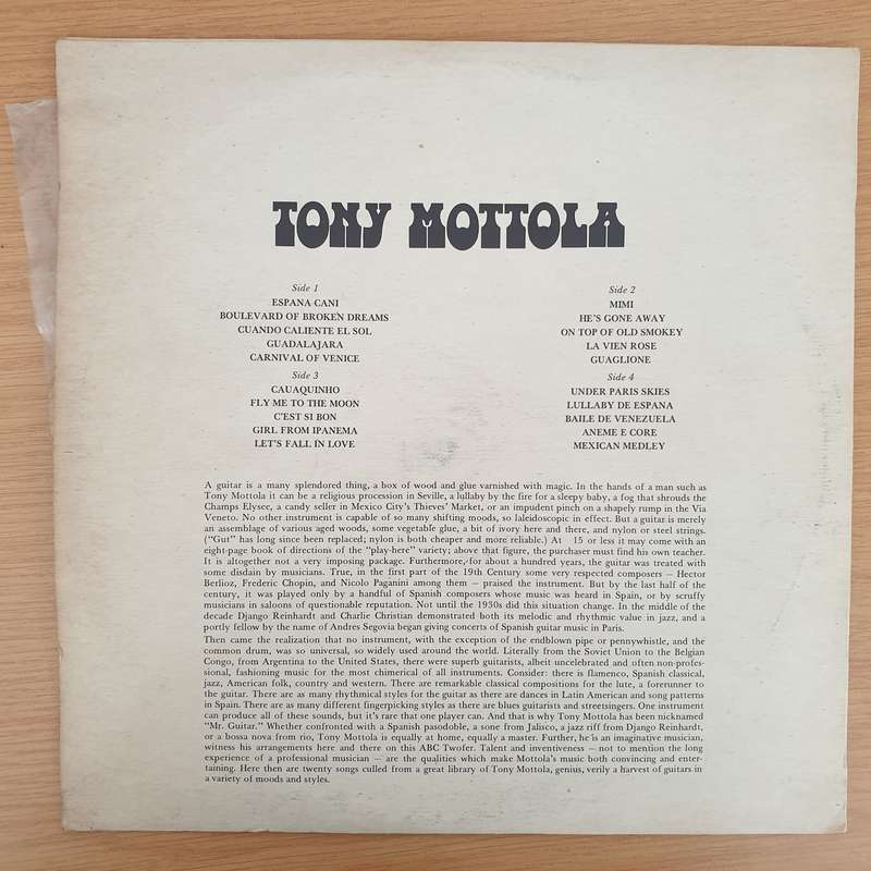 Tony Mottola - 20 Greatest Performances (Rhodesia) -  Double Vinyl LP Record - Very-Good+ Quality...