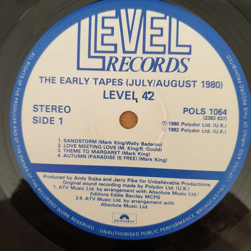 Level 42  The Early Tapes · July/Aug 1980  - Vinyl LP Record - Very-Good Quality (VG)  (verry)