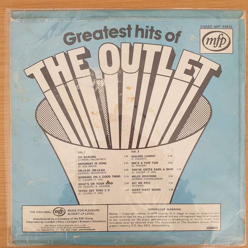 The Outlet  Greatest Hits Of The Outlet  - Vinyl LP Record - Very-Good+ Quality (VG+) (verygoo...