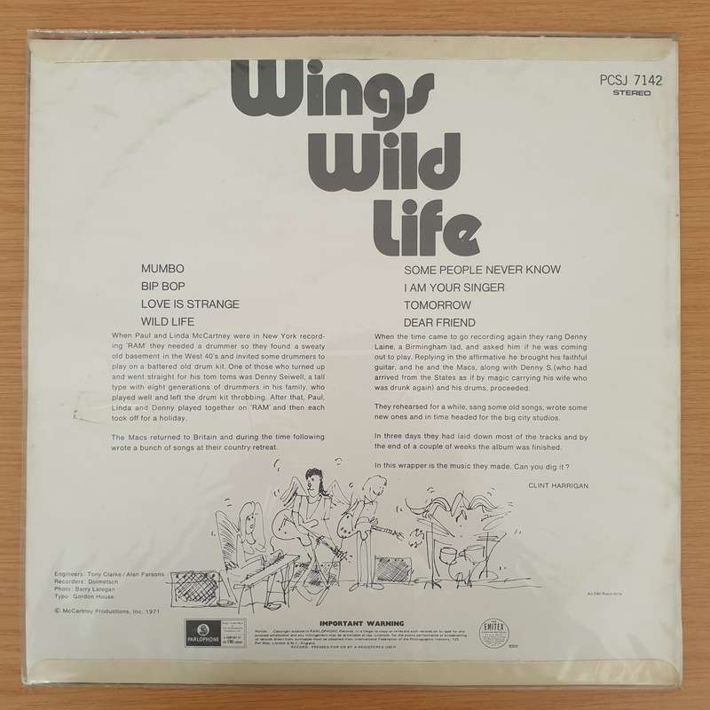 Wings (Paul McCartney)  Wild Life  Vinyl LP Record - Very-Good+ Quality (VG+) (verygoodplus)