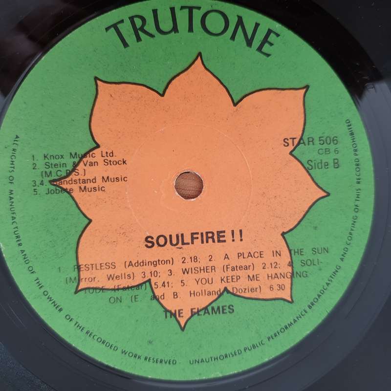 The Flames  Soulfire!! (STAR)  Vinyl LP Record  (VG+)
