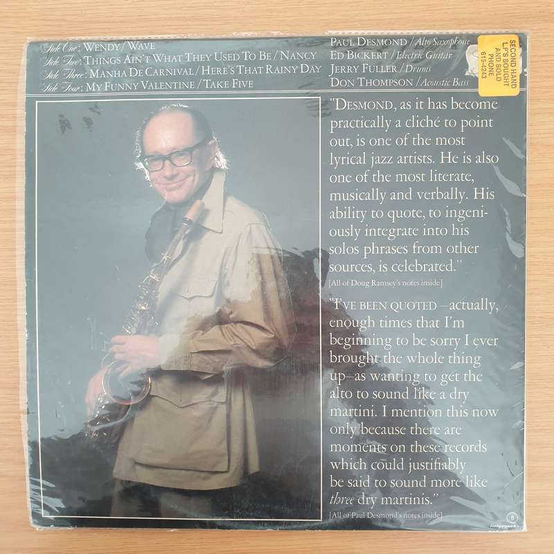 The Paul Desmond Quartet  Live  Double Vinyl LP Record - Very-Good+ Quality (VG+) (verygood...