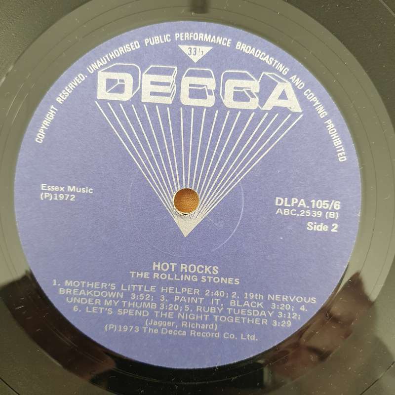 The Rolling Stones  Hot Rocks - Double Vinyl LP Record - Very-Good+ Quality (VG+) (verygoodplus)