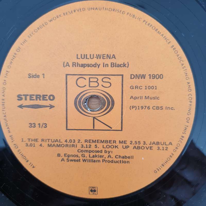 Lulu-Wena  A Rhapsody In Black - Vinyl LP Record - Very-Good+ Quality (VG+) (verygoodplus)