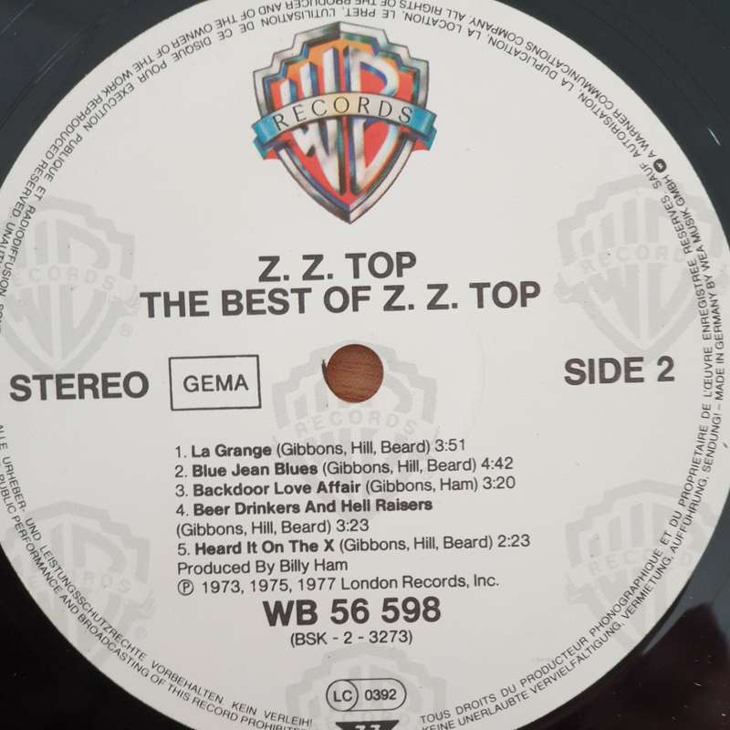 ZZ Top  The Best Of (Germany Pressing) - Vinyl LP Record - Very-Good+ Quality (VG+)