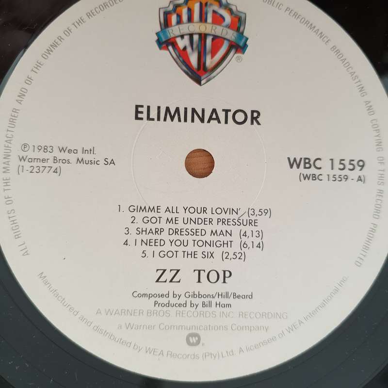 ZZ Top  Eliminator - Vinyl LP Record - Very-Good+ Quality (VG+) (verygoodplus)