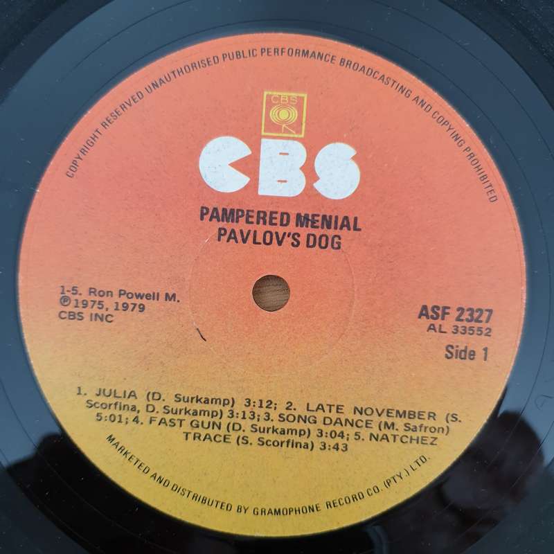 Pavlov's Dog  Pampered Menial (SA) - Vinyl LP Record - Very-Good+ Quality (VG+) (verygoodplus)