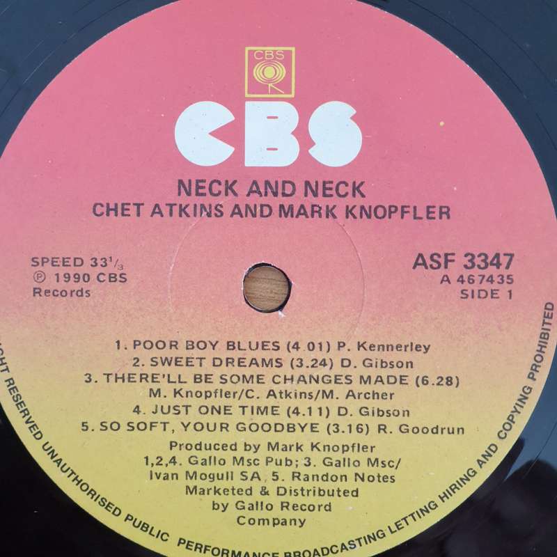 Mark Knopfler / Chet Atkins  Neck And Neck- Vinyl LP Record - Very-Good+ Quality (VG+) (verygo...
