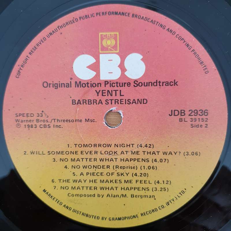 Barbra Streisand  Yentl - Original Motion Picture Soundtrack (with lyrics inner) - Vinyl LP Re...