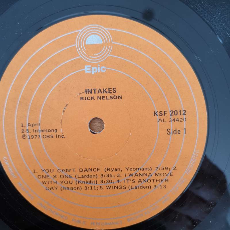 Rick Nelson  Intakes - Vinyl LP Record - Very-Good+ Quality (VG+) (verygoodplus)