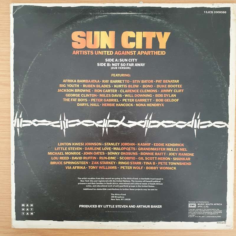 Sun City - Artists United Against Apartheid  Vinyl LP Record - Very-Good+ Quality (VG+) (veryg...