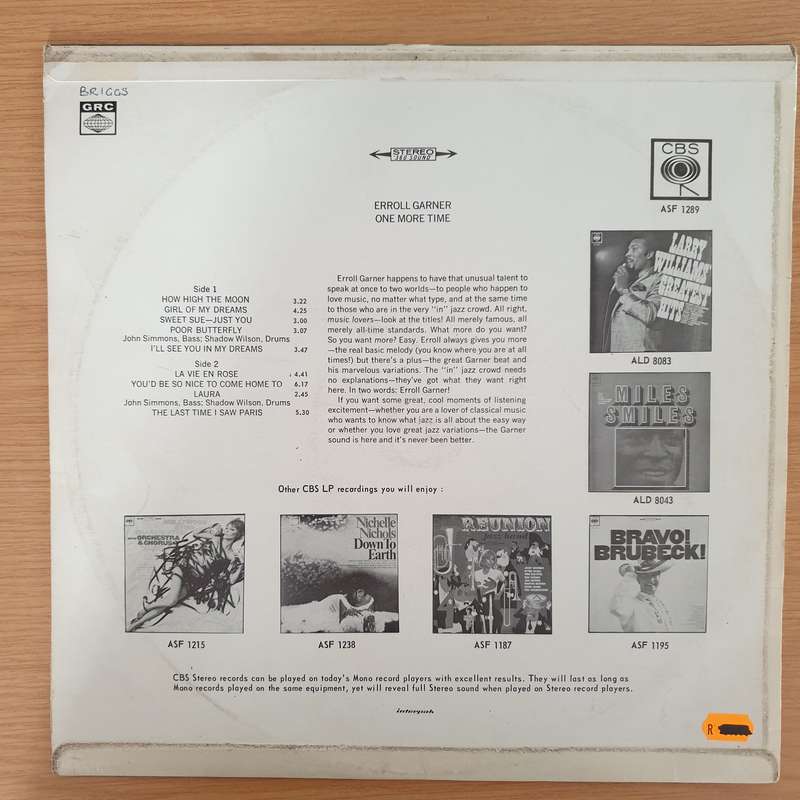 Erroll Garner - One More Time  Vinyl LP Record - Very-Good+ Quality (VG+) (verygoodplus)