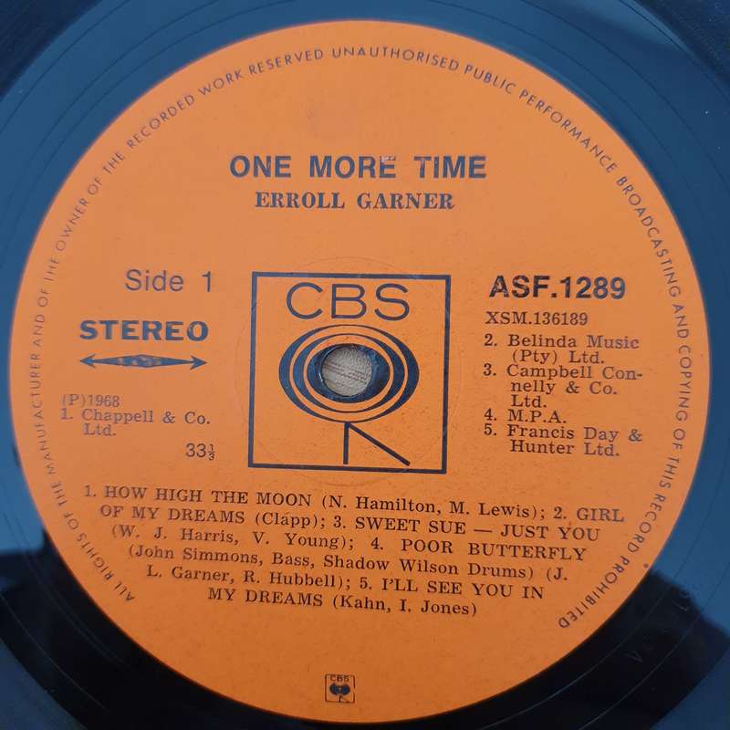 Erroll Garner - One More Time  Vinyl LP Record - Very-Good+ Quality (VG+) (verygoodplus)
