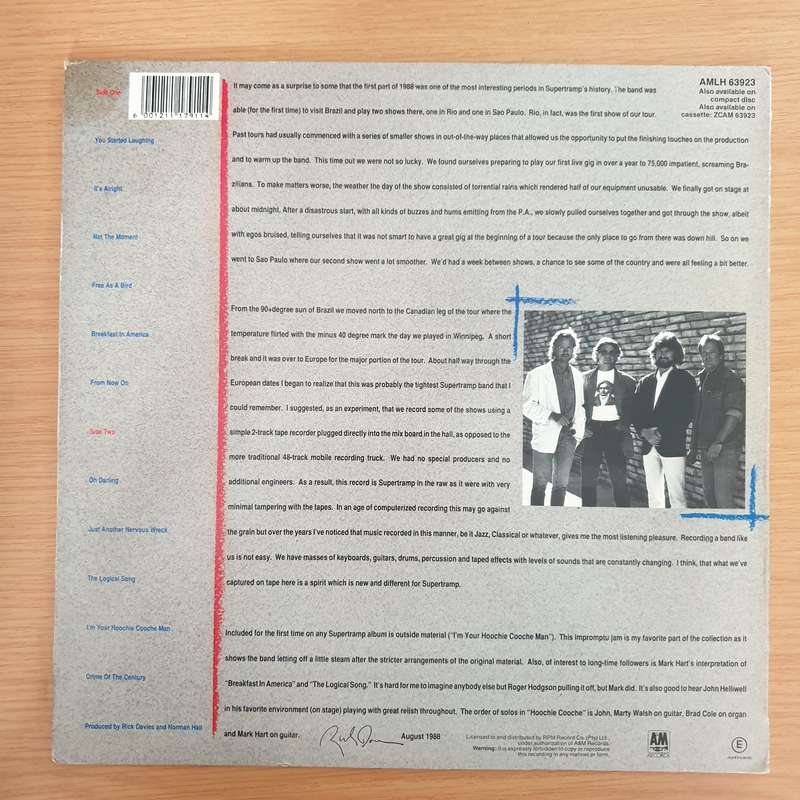 Supertramp  Live '88  Vinyl LP Record - Very-Good+ Quality (VG+) (verygoodplus) (D)