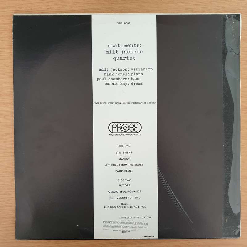 Milt Jackson Quartet  Statements  Vinyl LP Record - Very-Good+ Quality (VG+) (verygoodplus)