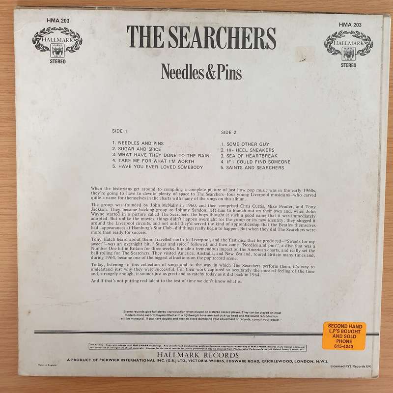 The Searchers  Needles & Pins - Vinyl LP Record - Very-Good Quality (VG)  (verry)