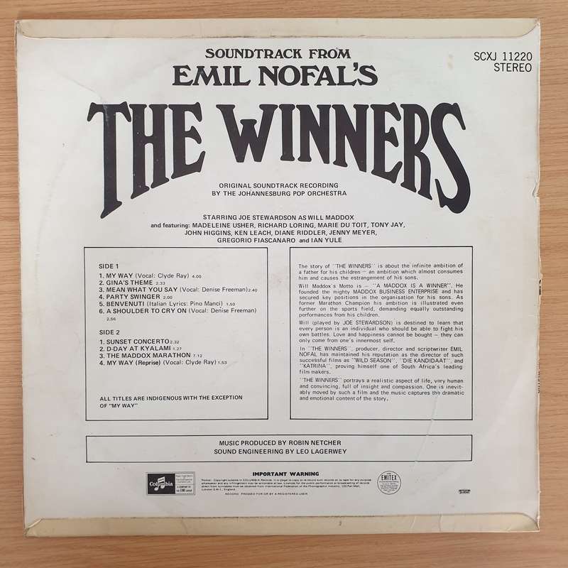 The Winners - Soundtrack From Emil Nofal's  Johannesburg Pop Orchestra  Vinyl LP Record - V...