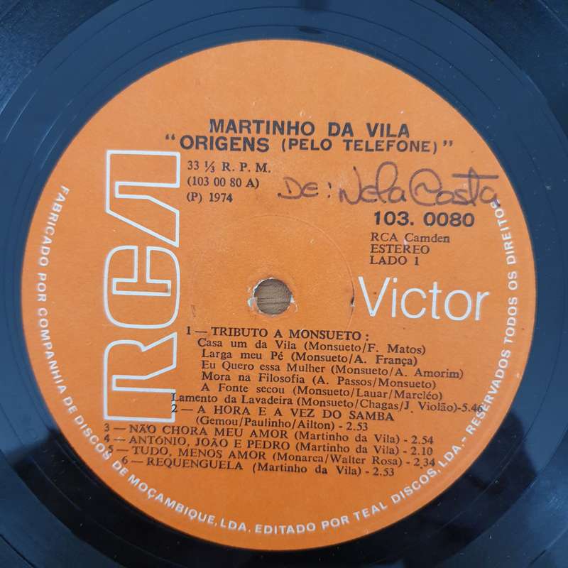 Martinho Da Vila  Origens (Pelo Telefone)   Vinyl LP Record - Fair Quality (Fair)