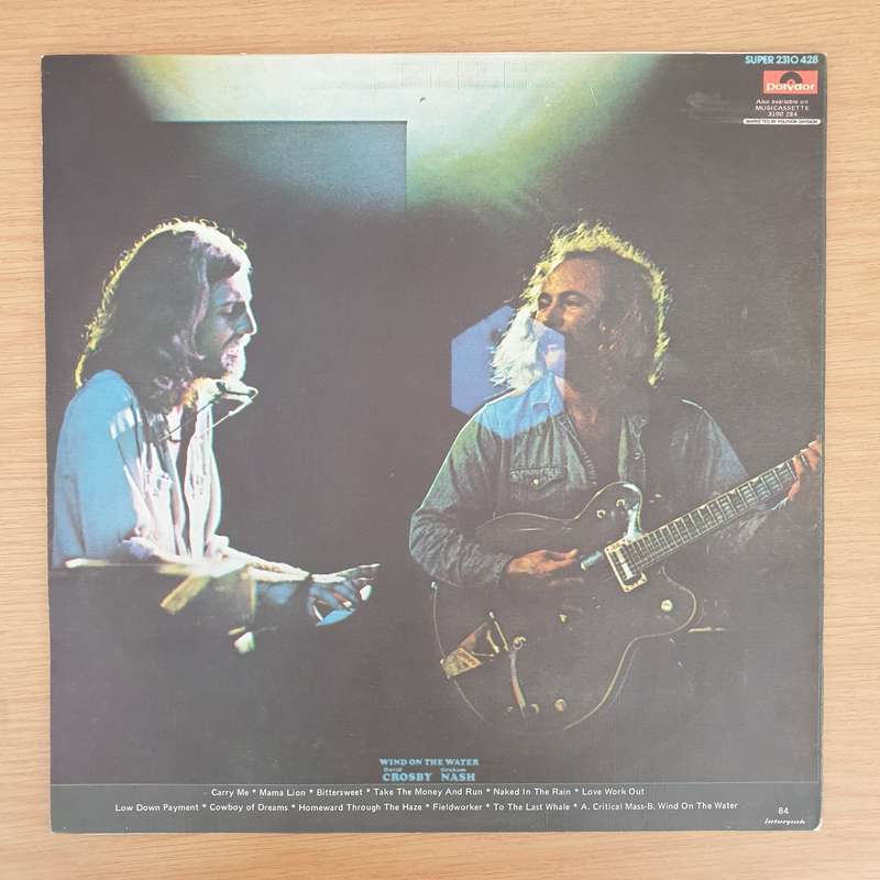 David Crosby Graham Nash  Wind On The Water   Vinyl LP Record - Very-Good+ Quality (VG+)