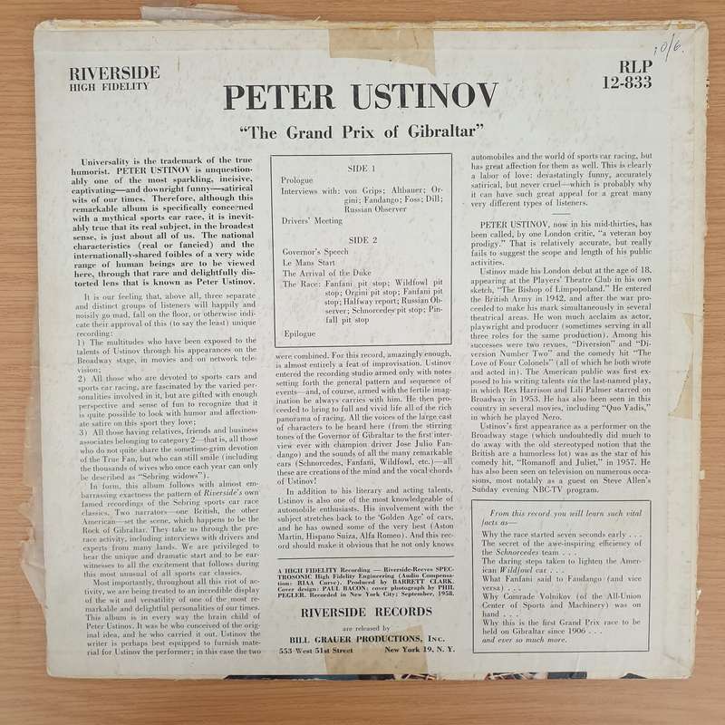 Peter Ustinov - The Grand Prix Of Gibraltar- Vinyl LP Record  (VG)