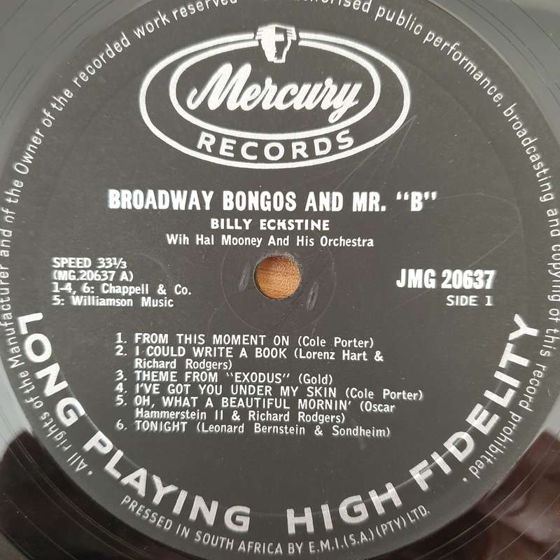 Billy Eckstine  Broadway Bongos And Mr. B - Vinyl LP Record - Very-Good Quality (VG)  (verry)