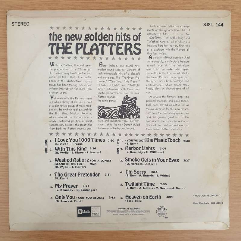 The Platters  The New Golden Hits Of The Platters - Vinyl LP Record - Very-Good+ Quality (VG+)