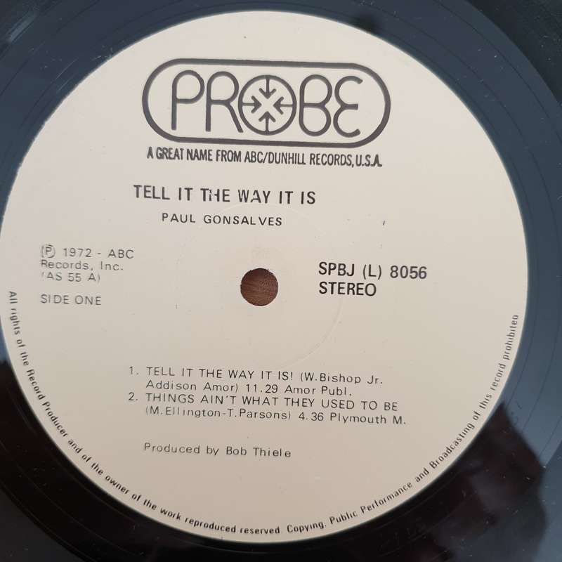 Paul Gonsalves  Tell It The Way It Is! (8056)  - Vinyl LP Record - Very-Good+ Quality (VG+) (v...