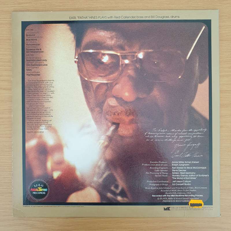Earl "Fatha" Hines*  "Fatha" - Vinyl LP Record - Very-Good+ Quality (VG+)