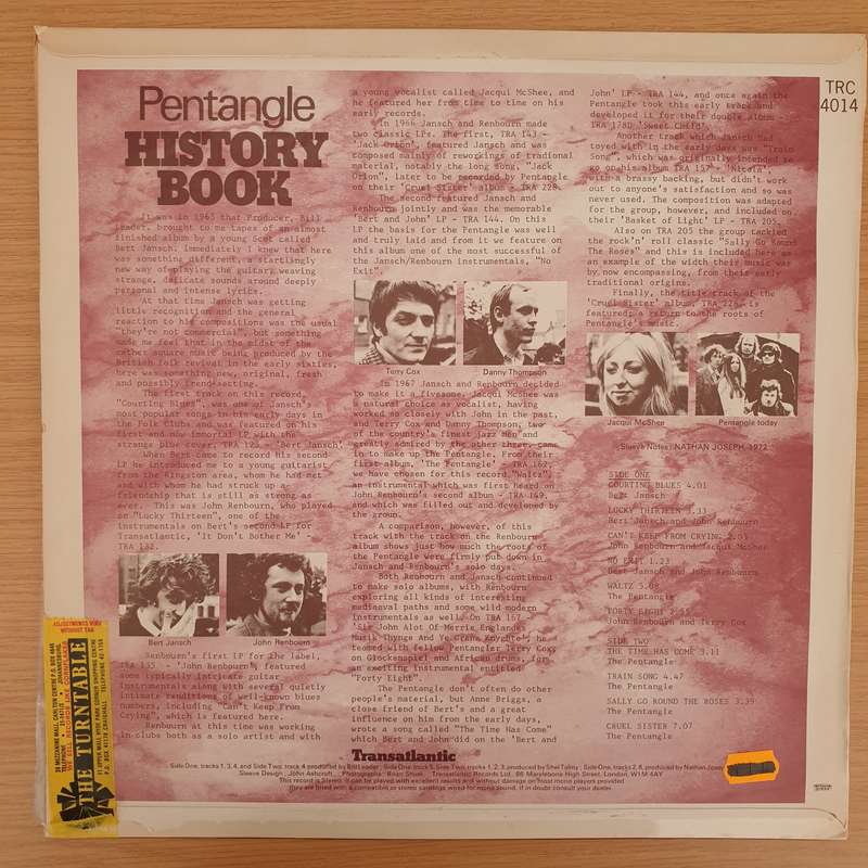 Pentangle  History Book - Vinyl LP Record - Very-Good+ Quality (VG+)