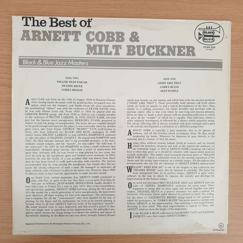 The Best of  -Arnett Cobb & Milt Buckner - Vinyl LP Record - Very-Good+ Quality (VG+) (verygoodplus)
