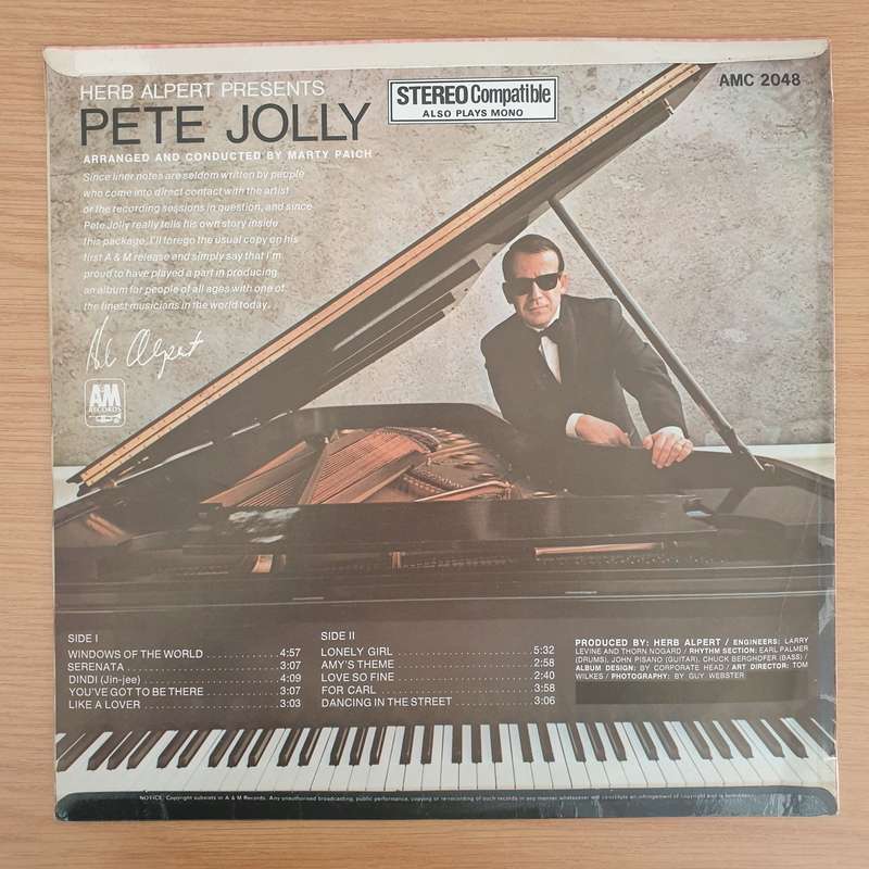 Pete Jolly  Herb Alpert Presents Pete Jolly - Vinyl LP Record - Very-Good+ Quality (VG+) (very...