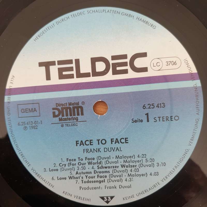 Frank Duval  Face To Face (Frank Duval Mit Seinen Größten Erfolge) - Vinyl LP Record - Very-...