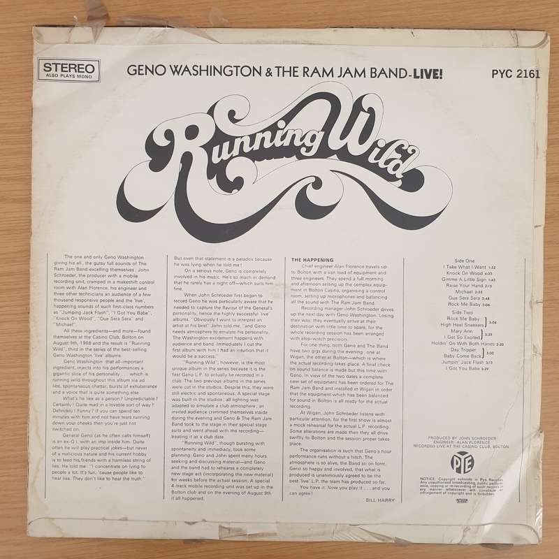 Geno Washington & The Ram Jam Band  Running Wild - Vinyl LP Record - Very-Good Quality (VG)  (...