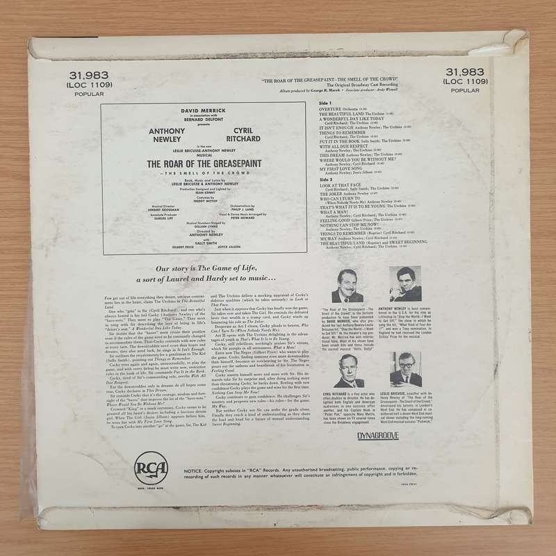 The Roar Of The Greasepaint - The Smell Of The Crowd - Anthony Newley, Cyril Ritchard - Vinyl LP ...