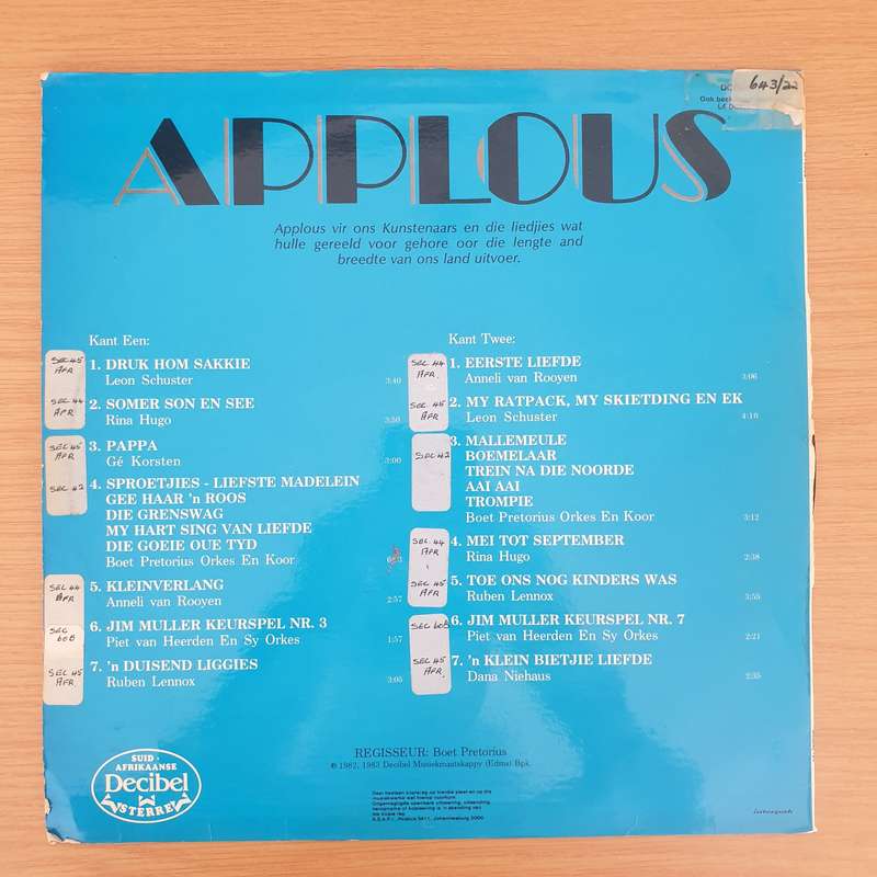 Applous - Various Afrikaans Artists - South Africa - Vinyl LP Record - Very-Good+ Quality (VG+) (...