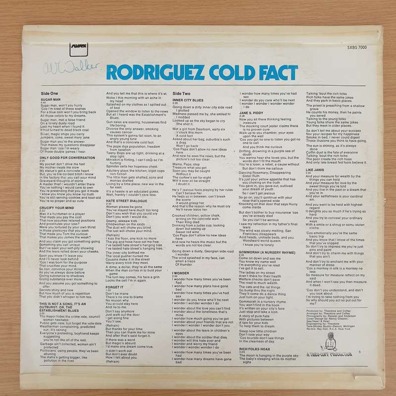 Rodriguez  Cold Fact (1974) - Vinyl LP Record - Very-Good+ Quality (VG+)