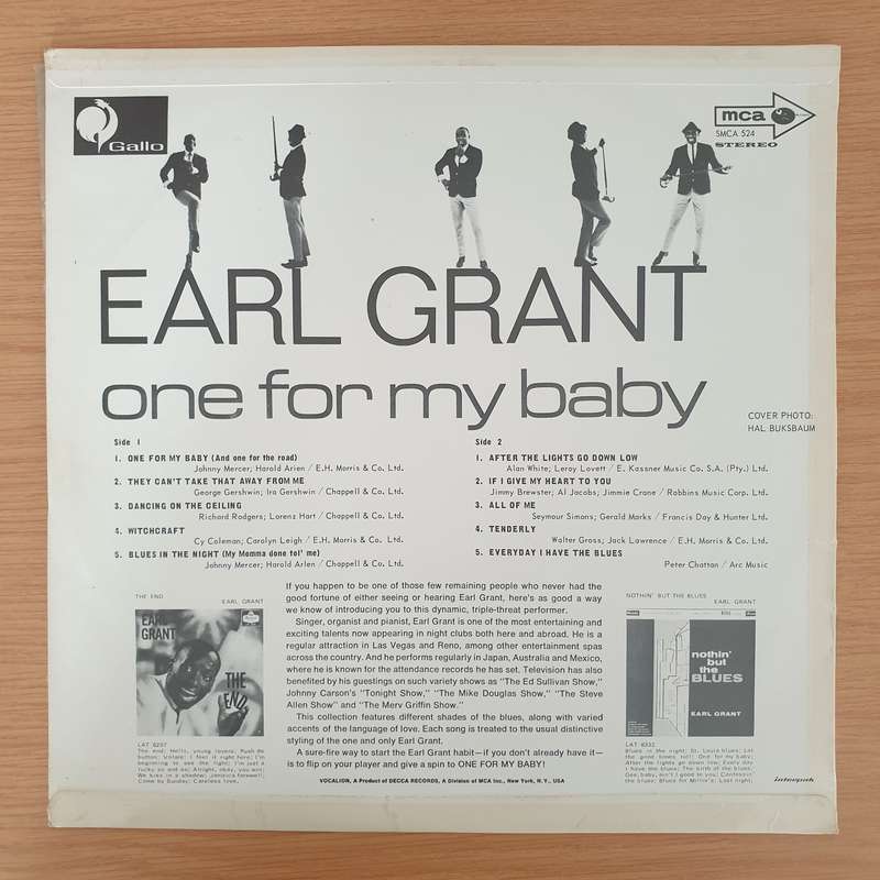 Earl Grant  One For My Baby - Vinyl LP Record - Very-Good- Quality (VG-) (minus)