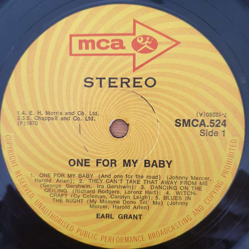 Earl Grant  One For My Baby - Vinyl LP Record - Very-Good- Quality (VG-) (minus)